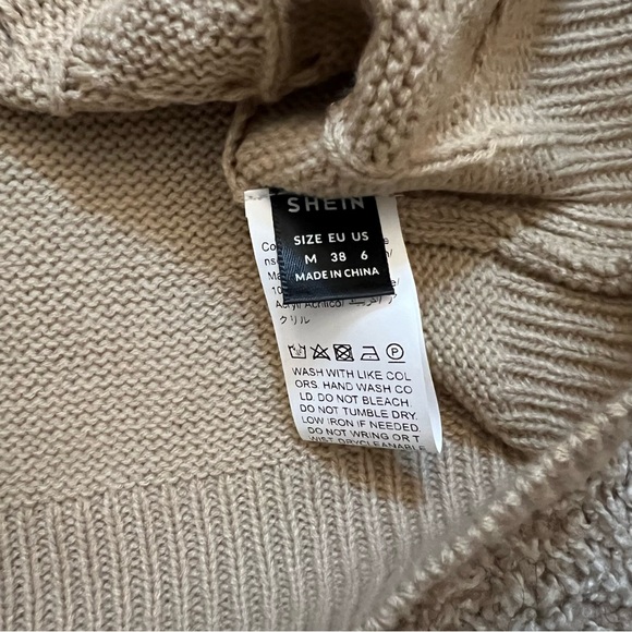 Shein Sweater Vest V Neck Cable Knit Medium Apricot - Picture 3 of 4